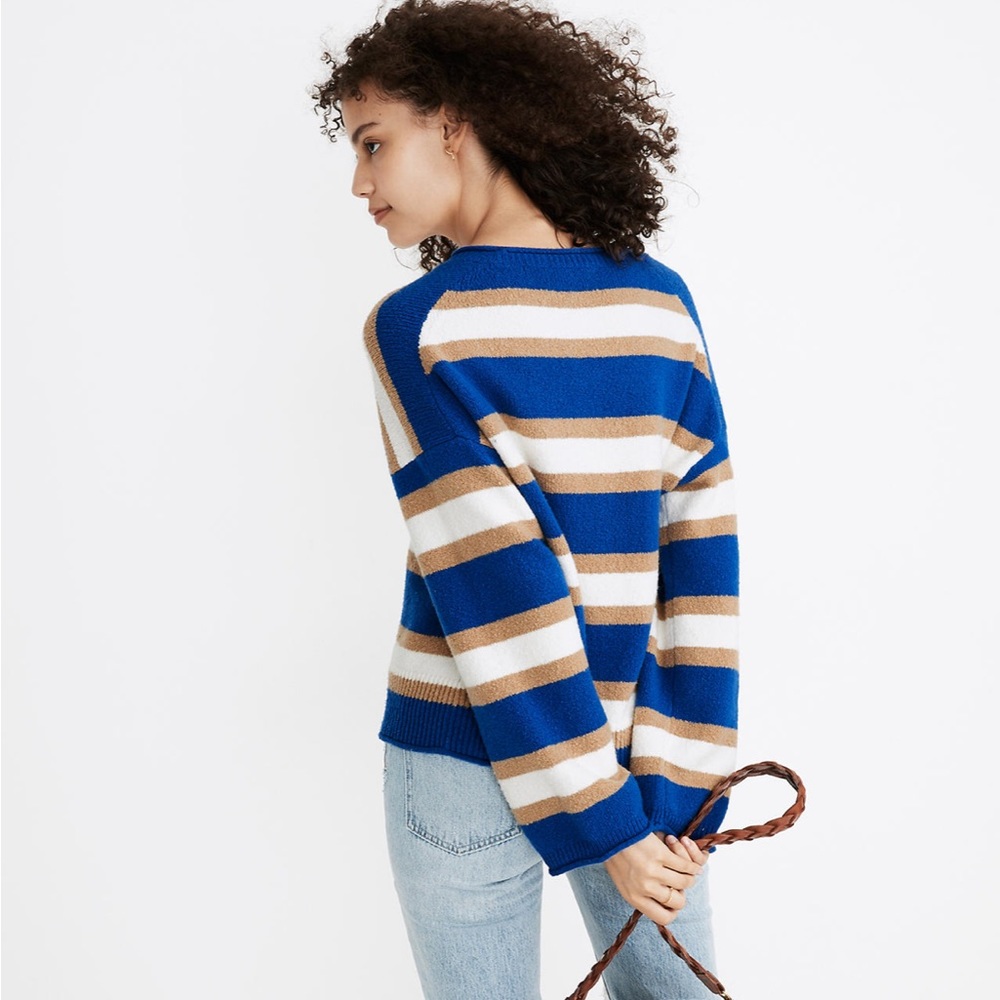 Striped Belmore Pullover Sweater in Coziest Textured Yarn - Picture 2 of 10